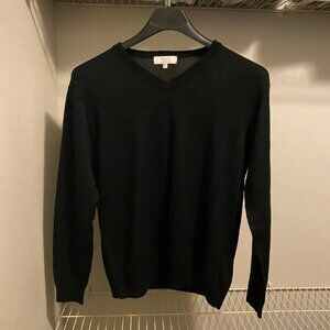 New Men’s Turnbury Large Sweater Black Extra Fine Merino Wool, V-Neck